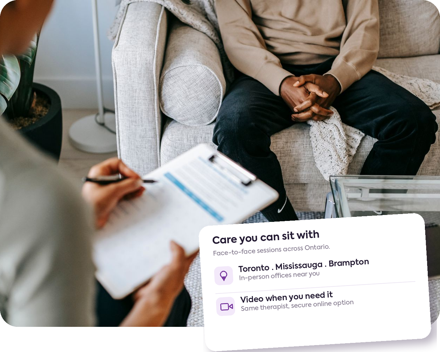 Two people in a counselling conversation — Counselling Toronto